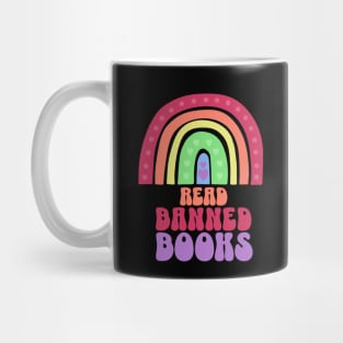 Read Banned Books LGBTQ Pride Boho Rainbow Mug